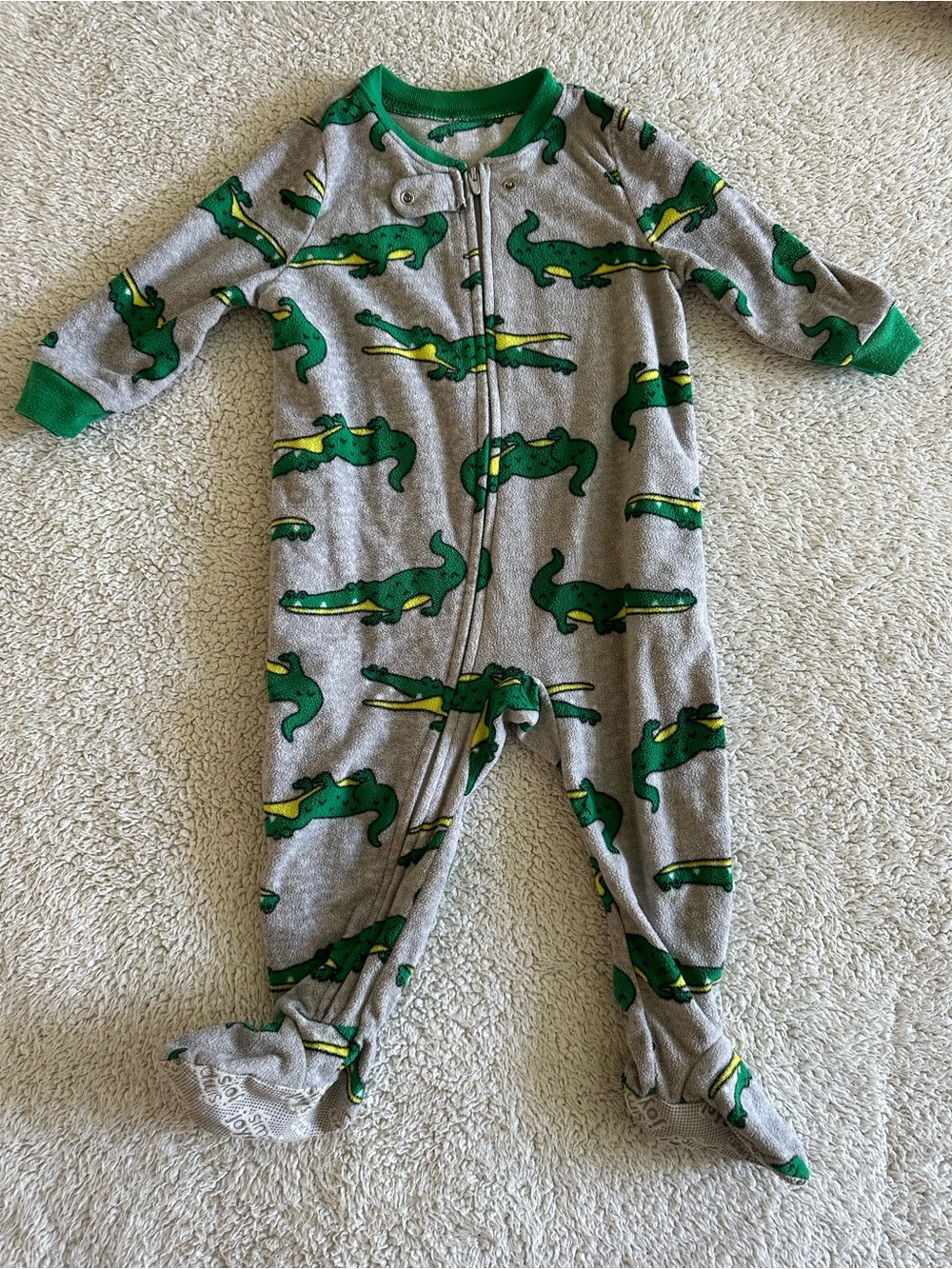 🦋Carters Fleece Green Alligator Print Footie